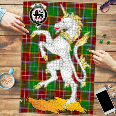 Clan Baxter Modern Tartan Crest Unicorn Scotland Jigsaw Puzzles Gift For Family