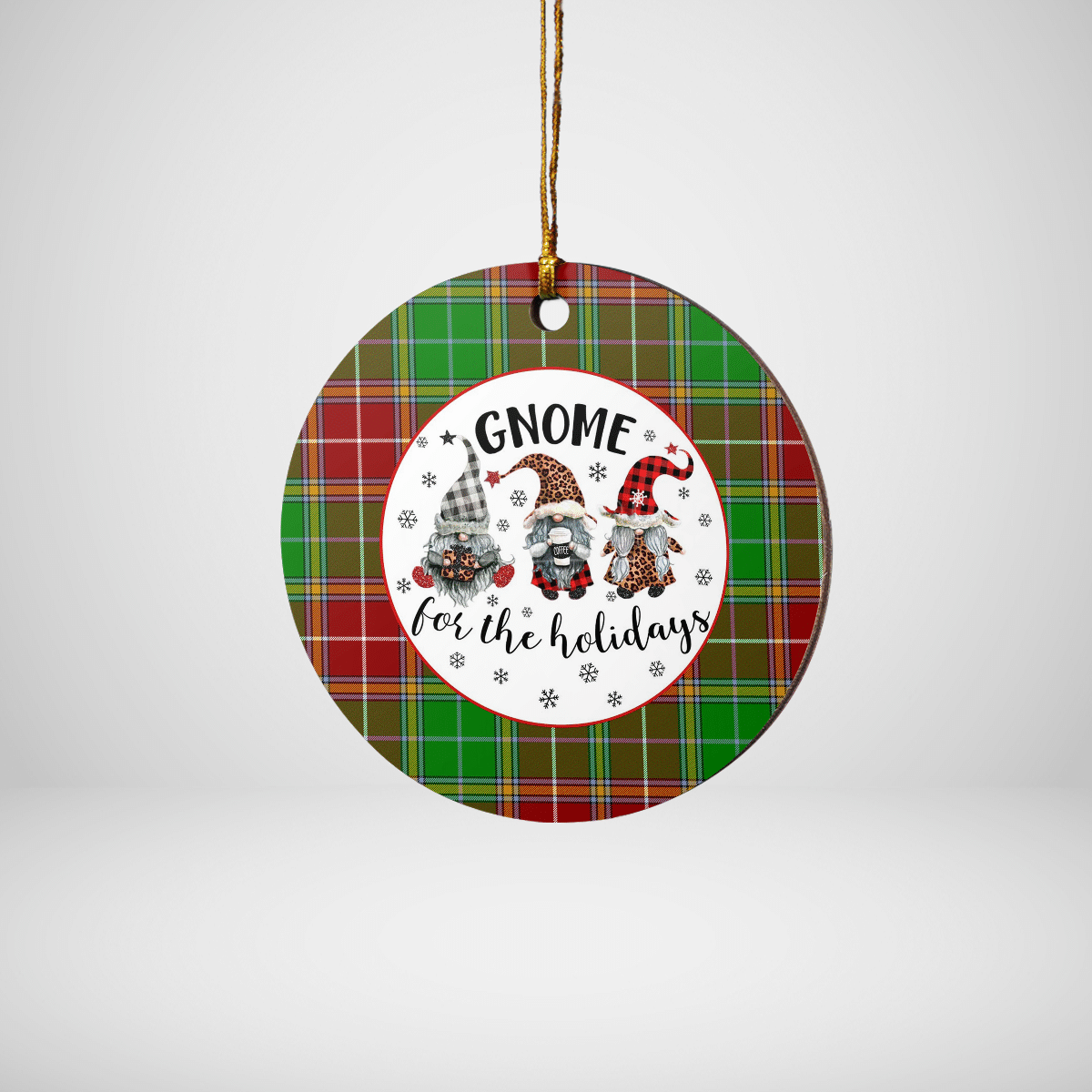 Clan Baxter Modern Tartan Gnome Round Ceramic Ornament HQ41 Baxter Modern Tartan Tartan Christmas   