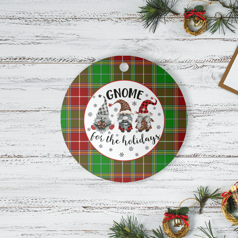 Clan Baxter Modern Tartan Gnome Round Ceramic Ornament HQ41 Baxter Modern Tartan Tartan Christmas   