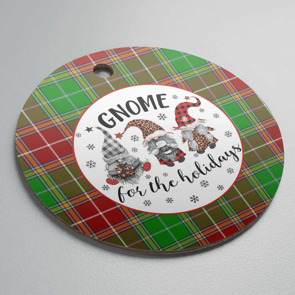 Clan Baxter Modern Tartan Gnome Round Ceramic Ornament HQ41 Baxter Modern Tartan Tartan Christmas   