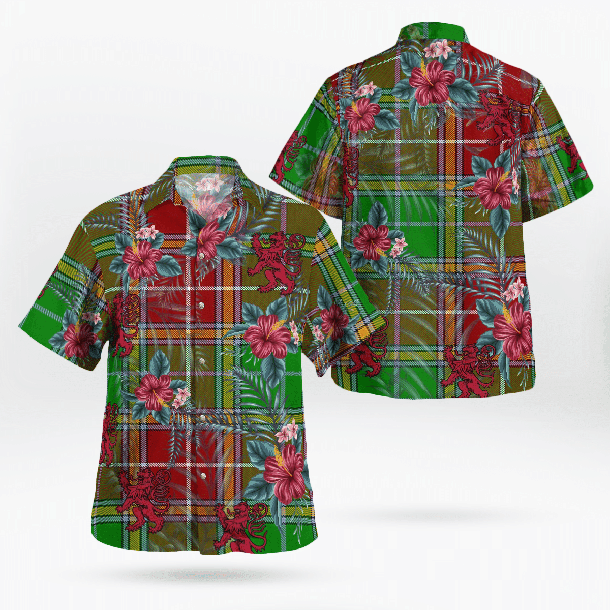 Clan Baxter Modern Tartan Scottish Lion Hawaiian Shirt YI98 Baxter Modern Tartan Tartan Hawaii Shirt   