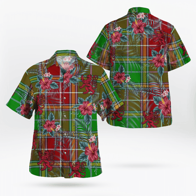 Clan Baxter Modern Tartan Scottish Lion Hawaiian Shirt