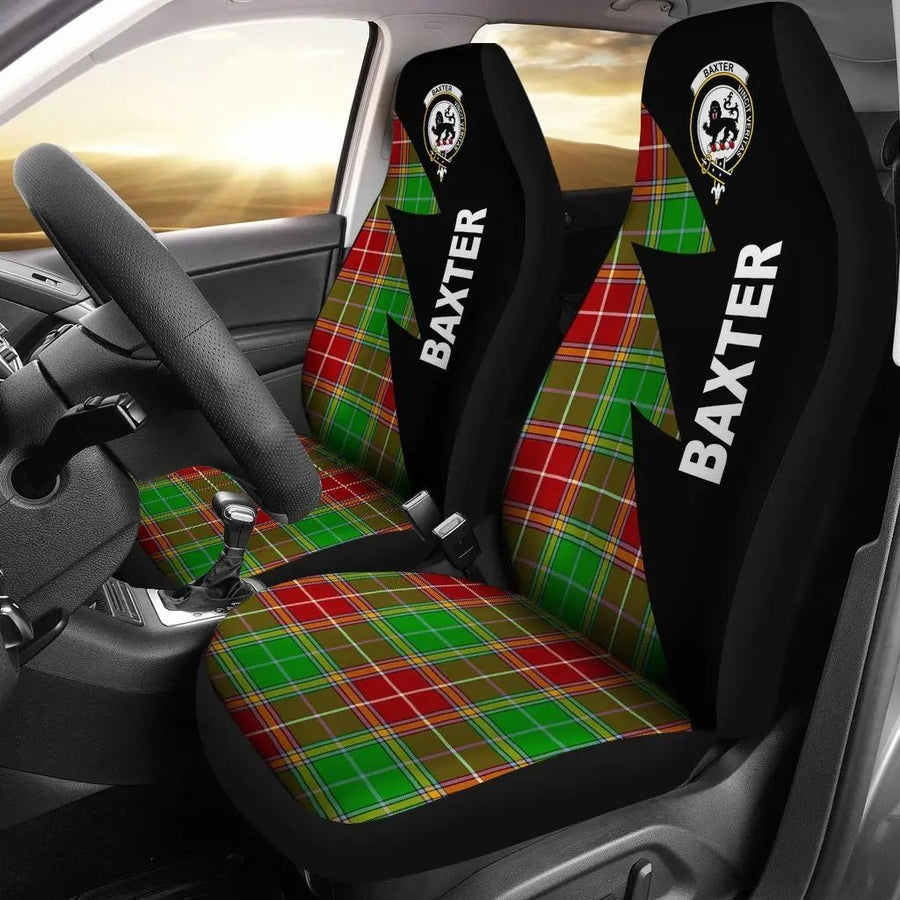 Clan Baxter Tartan Crest Flash Style Car Seat Cover
