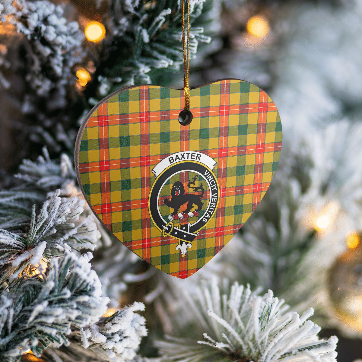Clan Baxter Tartan Crest Heart Ceramic Ornament IZ62 Baxter Tartan Tartan Christmas   