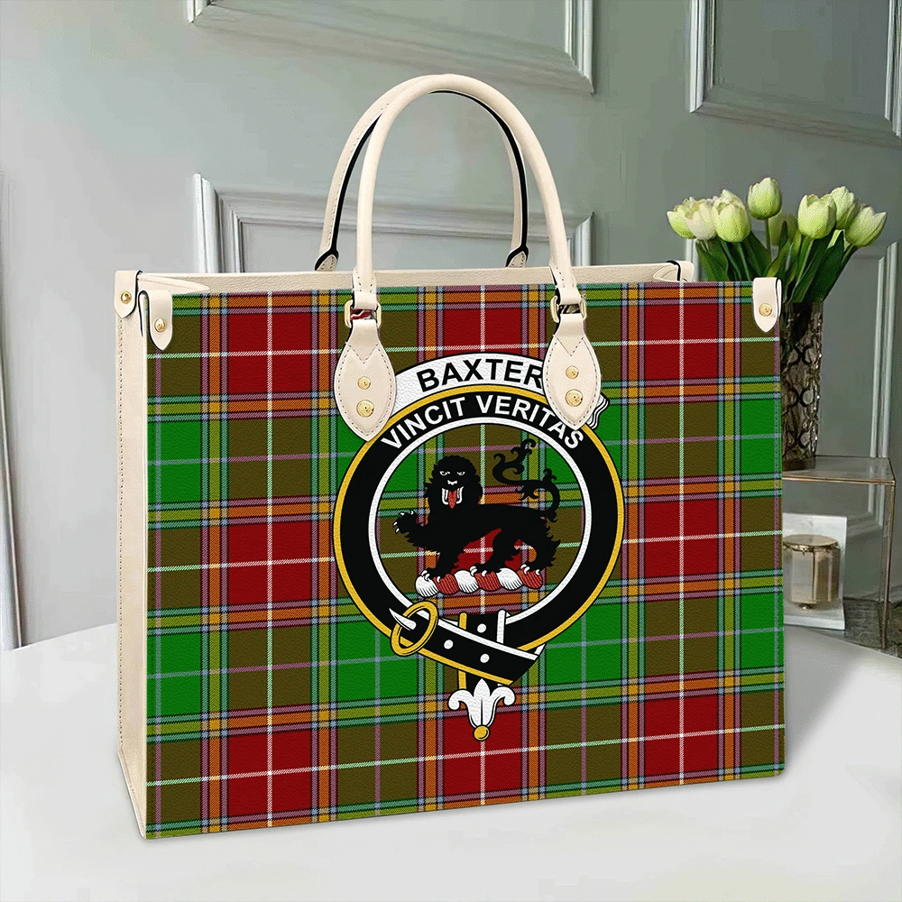 Clan Baxter Tartan Crest Leather Bag MQ98 Clan Baxter Tartan Today   