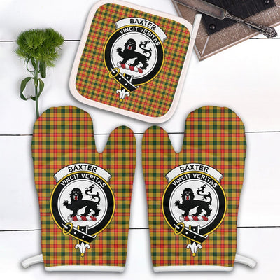 Clan Baxter Tartan Crest Oven Mitt And Pot Holder (2 Oven Mitts + 1 Pot Holder)