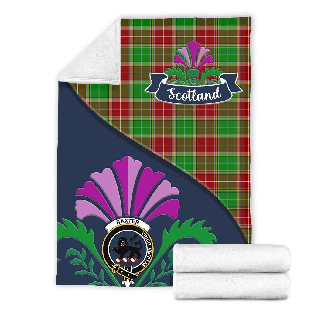 Clan Baxter Tartan Crest Premium Blanket Thistle Style LS27 Clan Baxter Tartan Today   