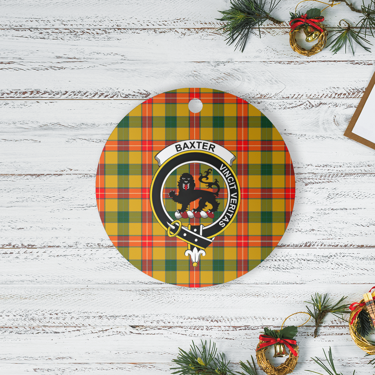 Clan Baxter Tartan Crest Round Ceramic Ornament FF51 Baxter Tartan Tartan Christmas   
