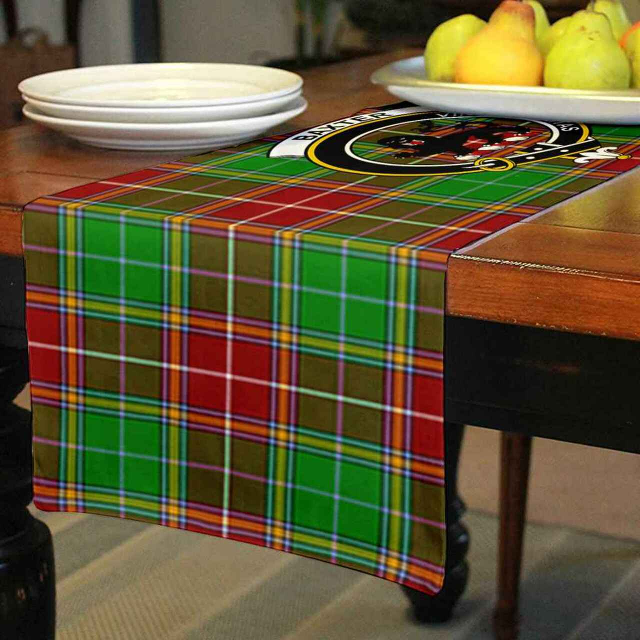 Clan Baxter Tartan Crest Table Runner Cotton HC58 Baxter Tartan Tartan Table Runner   