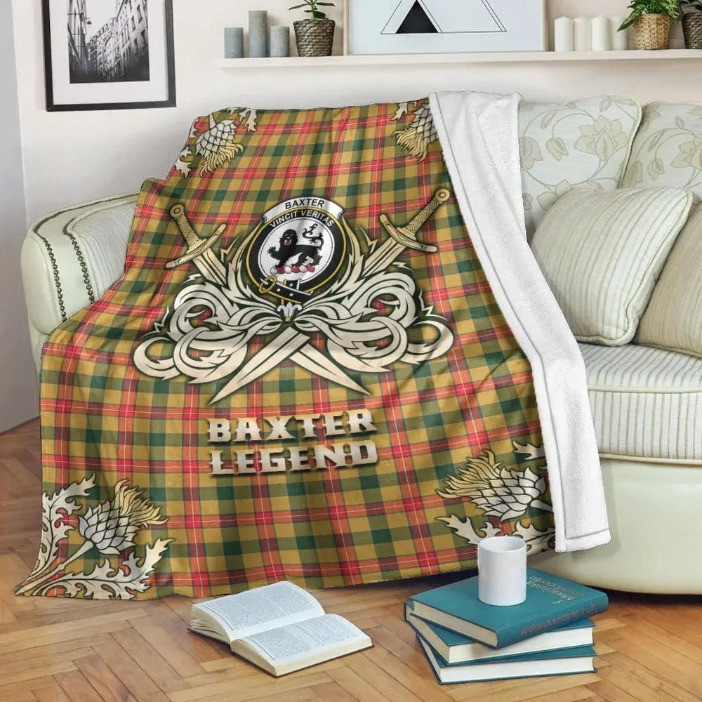 Clan Baxter Tartan Gold Courage Symbol Blanket MP54 Clan Baxter Tartan Today   