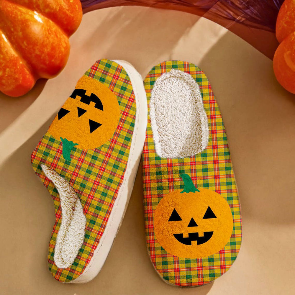 Clan Baxter Tartan Halloween Pumpkin Slippers, Fluffy Spooky Slippers MO72 Baxter Tartan Tartan Halloween   
