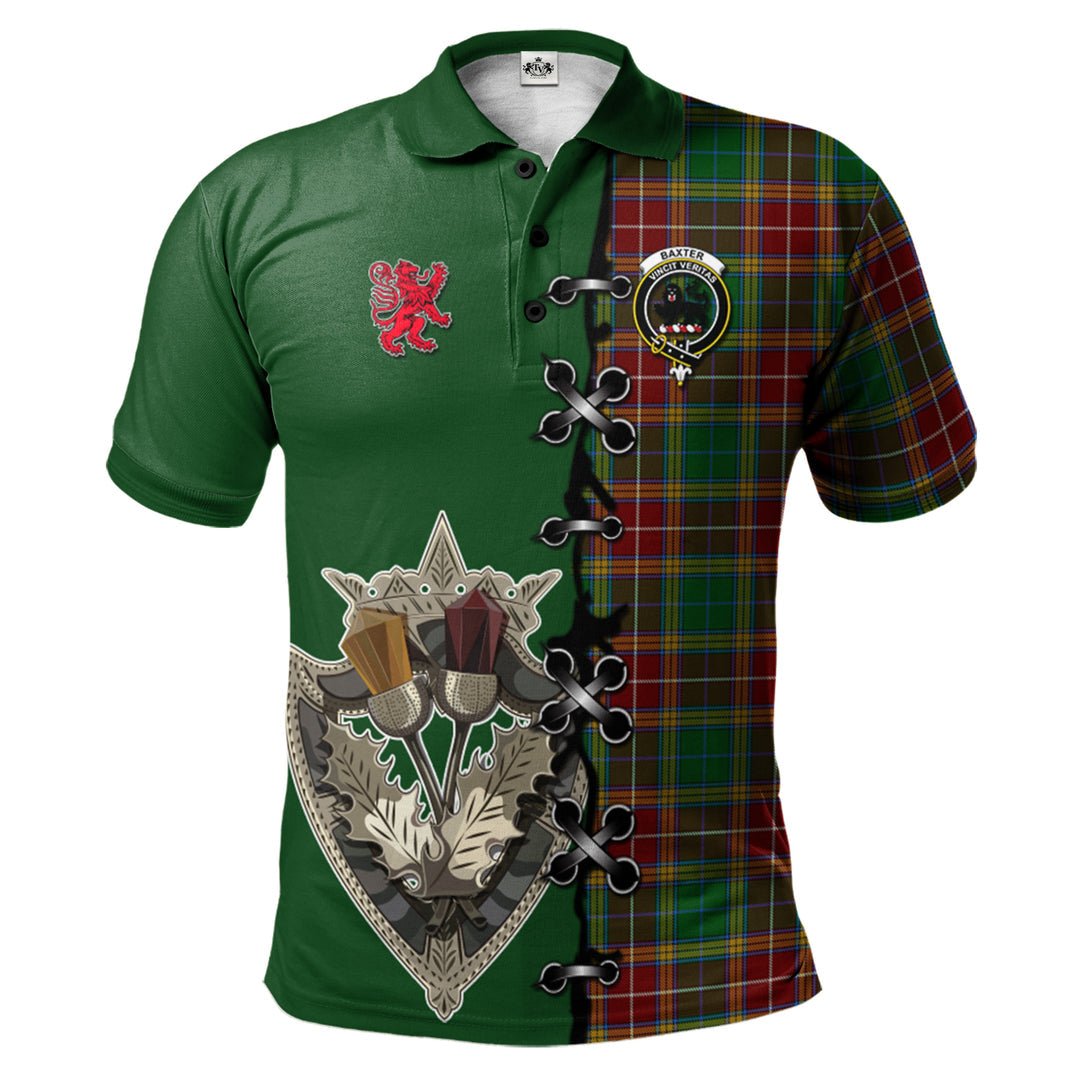 Clan Baxter Tartan Polo Shirt - Lion Rampant And Celtic Thistle Style UN88 Baxter Tartan Tartan Polo   