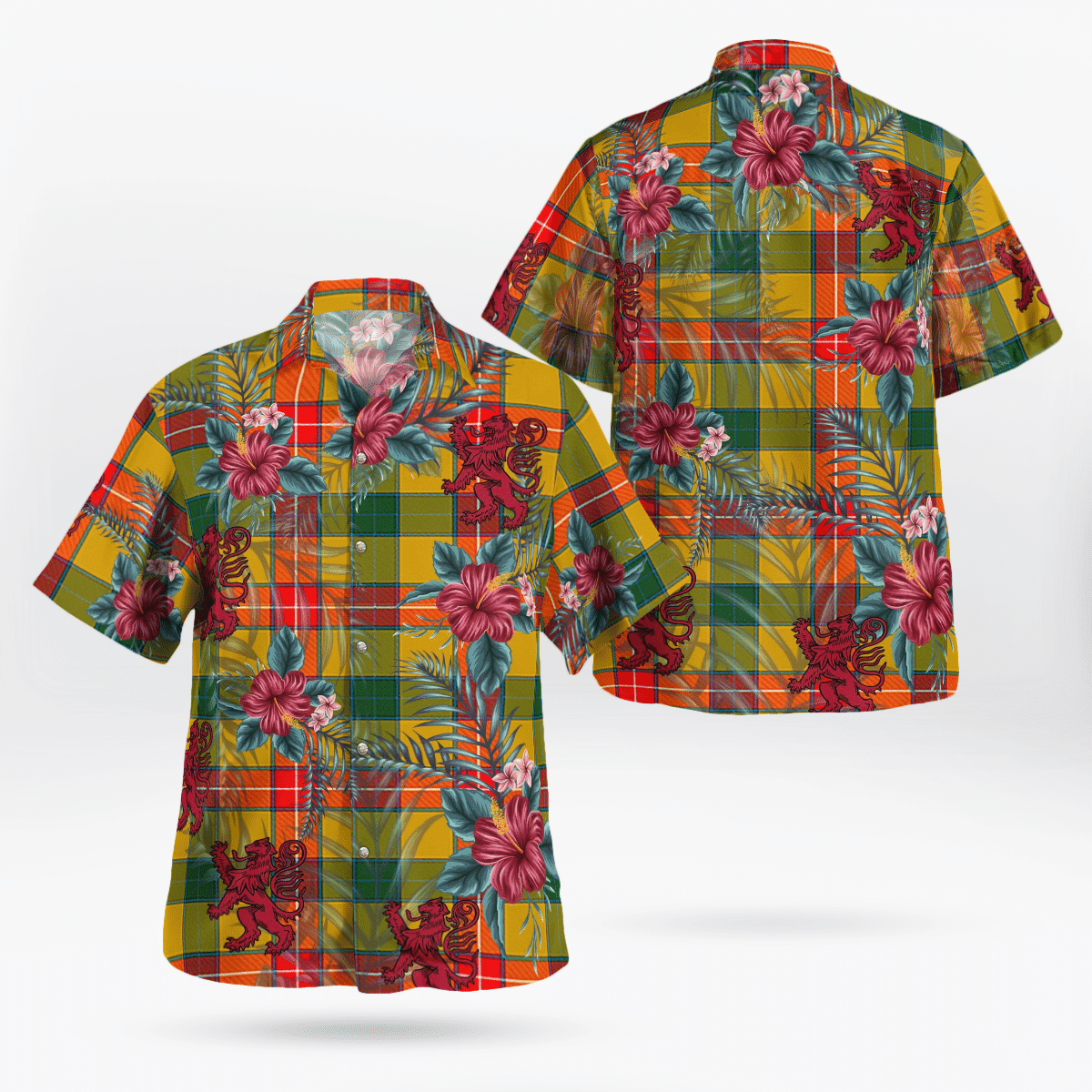 Clan Baxter Tartan Scottish Lion Hawaiian Shirt IW59 Baxter Tartan Tartan Hawaii Shirt   