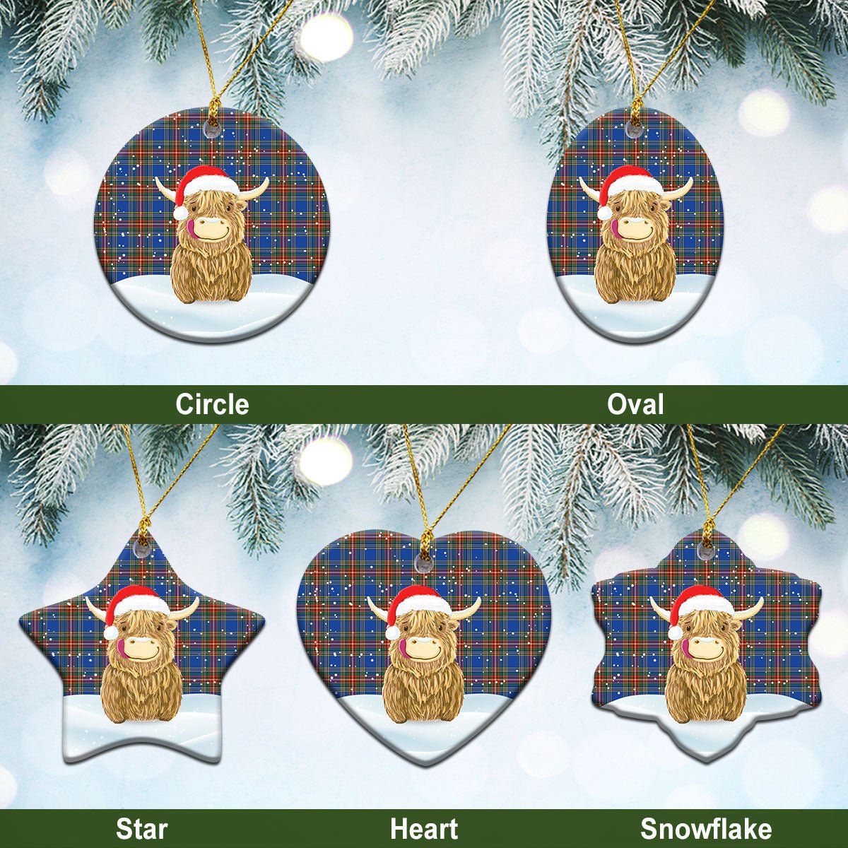 Clan Beaton Ancient Tartan Christmas Ceramic Ornament Highland Cows Style LR71 Beaton Ancient Tartan Tartan Ornament   