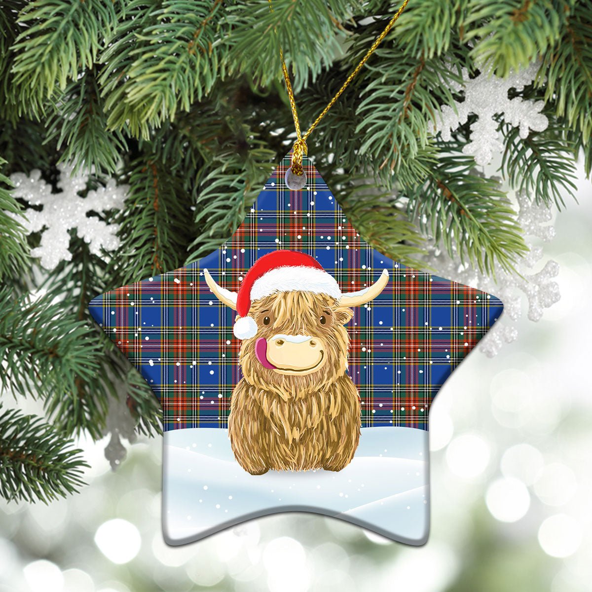 Clan Beaton Ancient Tartan Christmas Ceramic Ornament Highland Cows Style LR71 Beaton Ancient Tartan Tartan Ornament   