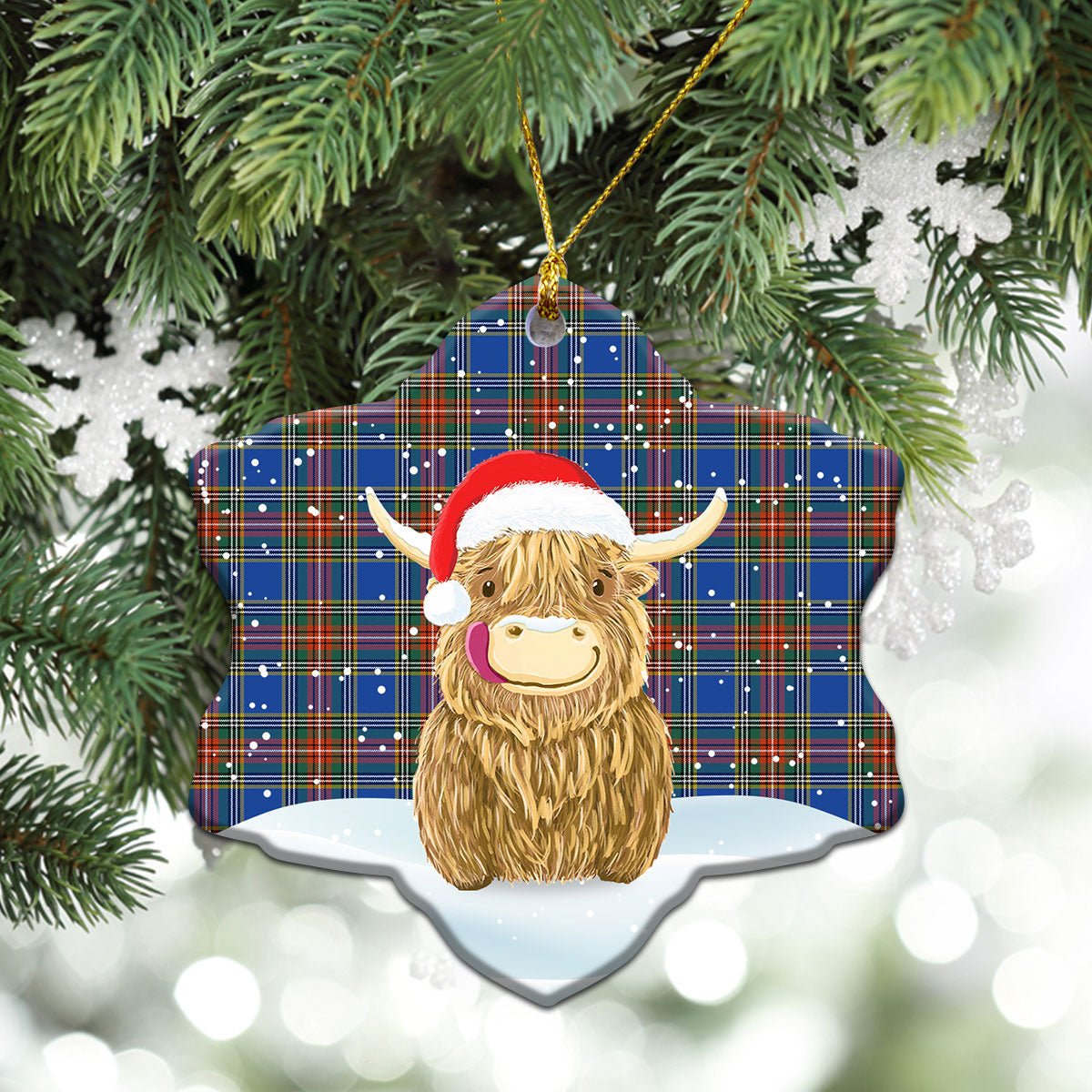 Clan Beaton Ancient Tartan Christmas Ceramic Ornament Highland Cows Style LR71 Beaton Ancient Tartan Tartan Ornament   