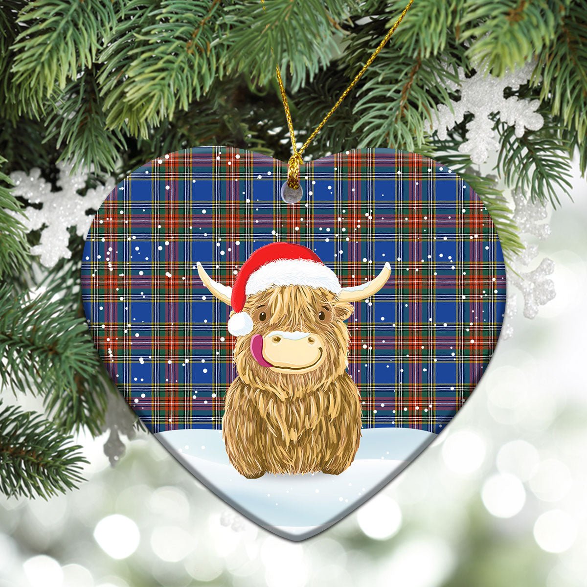 Clan Beaton Ancient Tartan Christmas Ceramic Ornament Highland Cows Style LR71 Beaton Ancient Tartan Tartan Ornament   