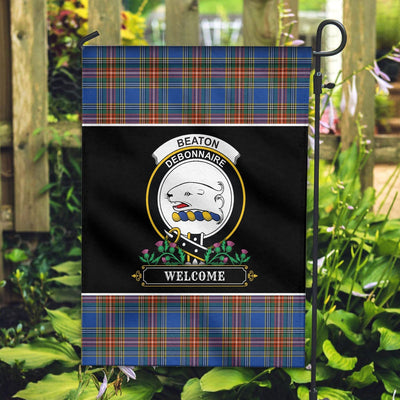 Clan Beaton Ancient Tartan Crest Garden Flag - Welcome