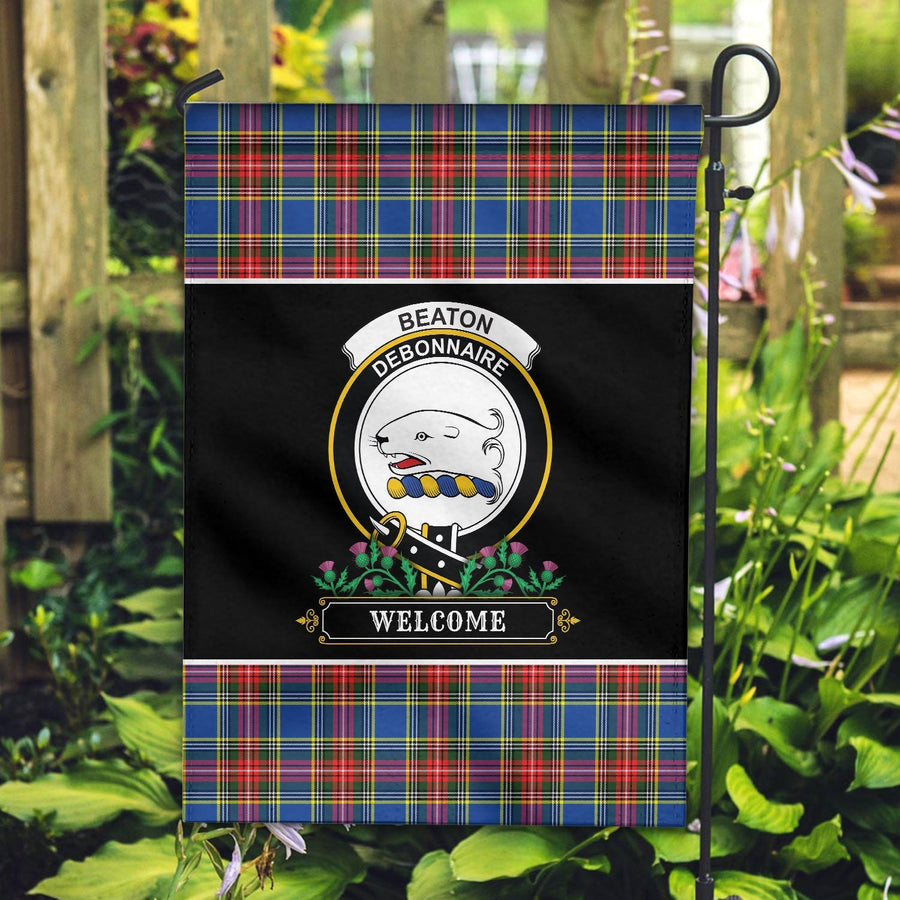 Clan Beaton Modern Tartan Crest Garden Flag