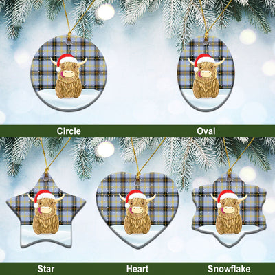 Clan Bell of the Borders Tartan Christmas Ceramic Ornament Highland Cows Style