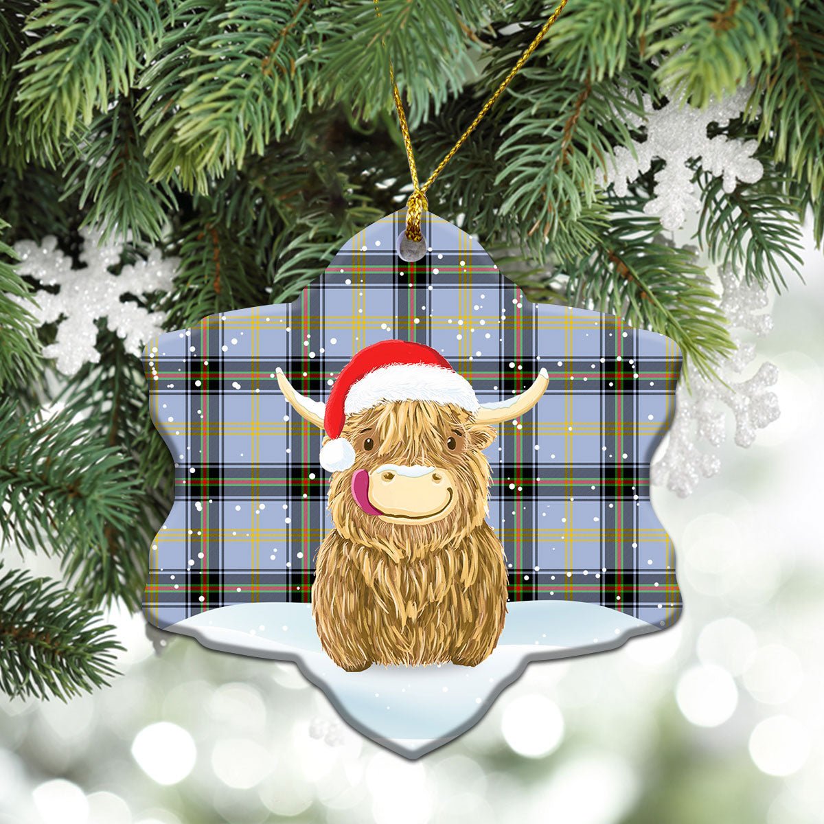Clan Bell of the Borders Tartan Christmas Ceramic Ornament Highland Cows Style FZ74 Bell of the Borders Tartan Tartan Ornament   