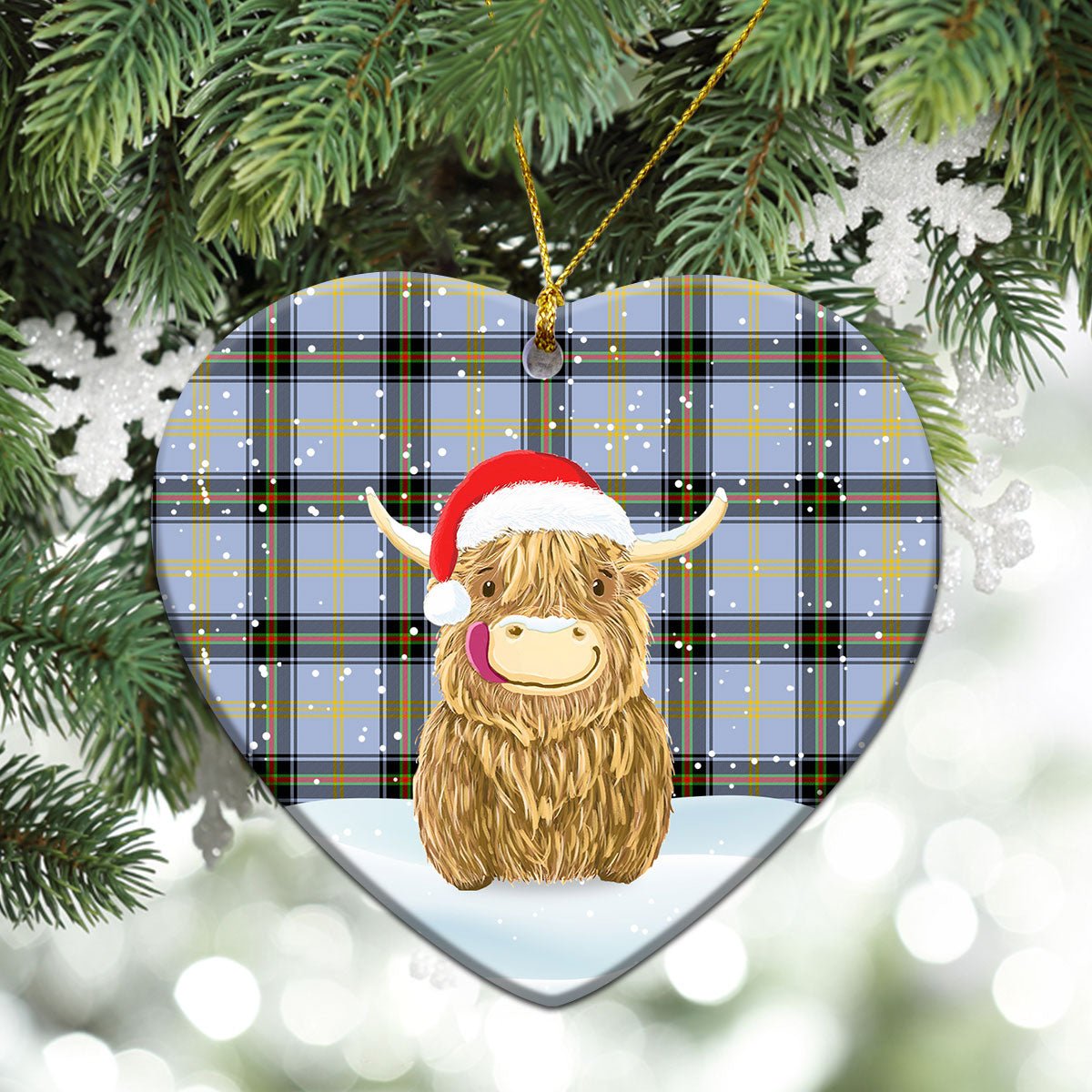 Clan Bell of the Borders Tartan Christmas Ceramic Ornament Highland Cows Style FZ74 Bell of the Borders Tartan Tartan Ornament   