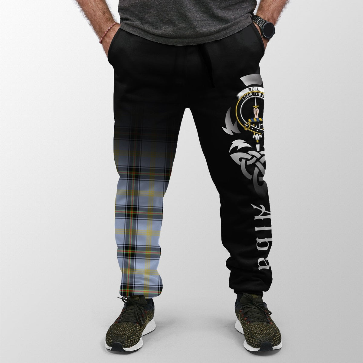 Clan Bell Of The Borders Tartan Crest Jogger Sweatpants  Alba Celtic Style OW73 Clan Bell Tartan Today   
