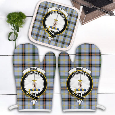 Clan Bell Of The Borders Tartan Crest Oven Mitt And Pot Holder (2 Oven Mitts + 1 Pot Holder)