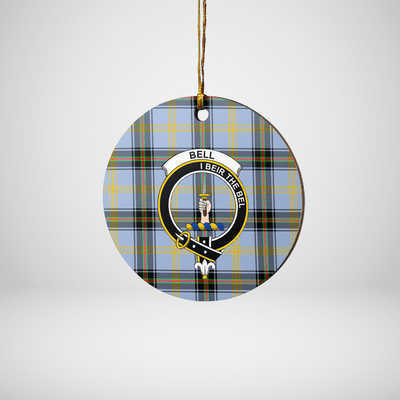 Clan Bell of the Borders Tartan Crest Round Ceramic Ornament