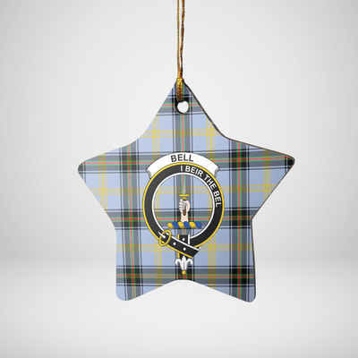 Clan Bell of the Borders Tartan Crest Star Ceramic Ornament