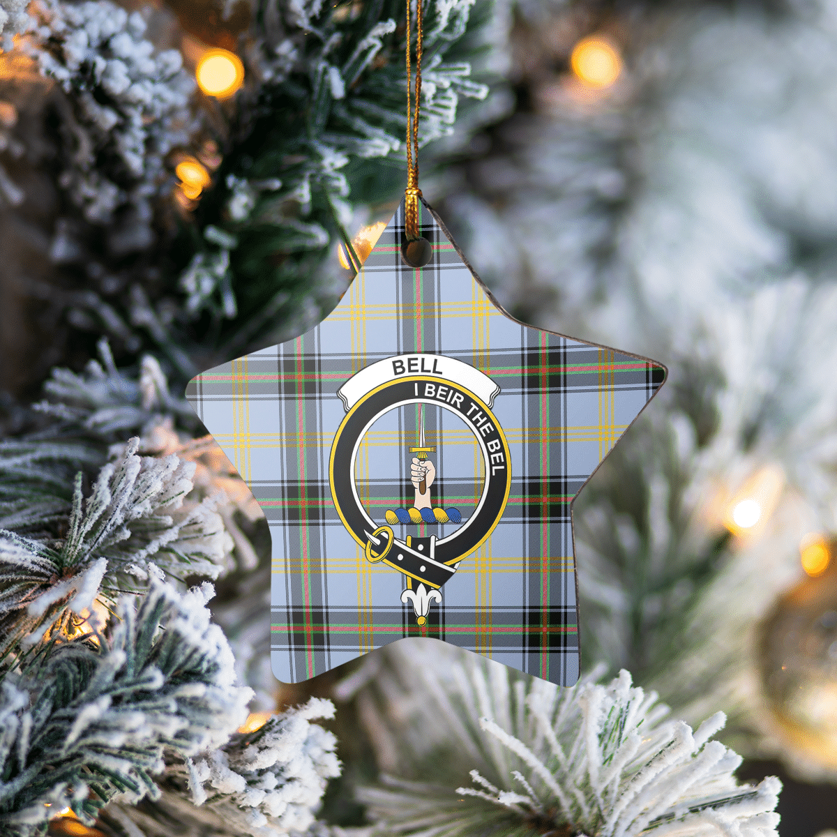 Clan Bell of the Borders Tartan Crest Star Ceramic Ornament DZ14 Bell of the Borders Tartan Tartan Christmas   