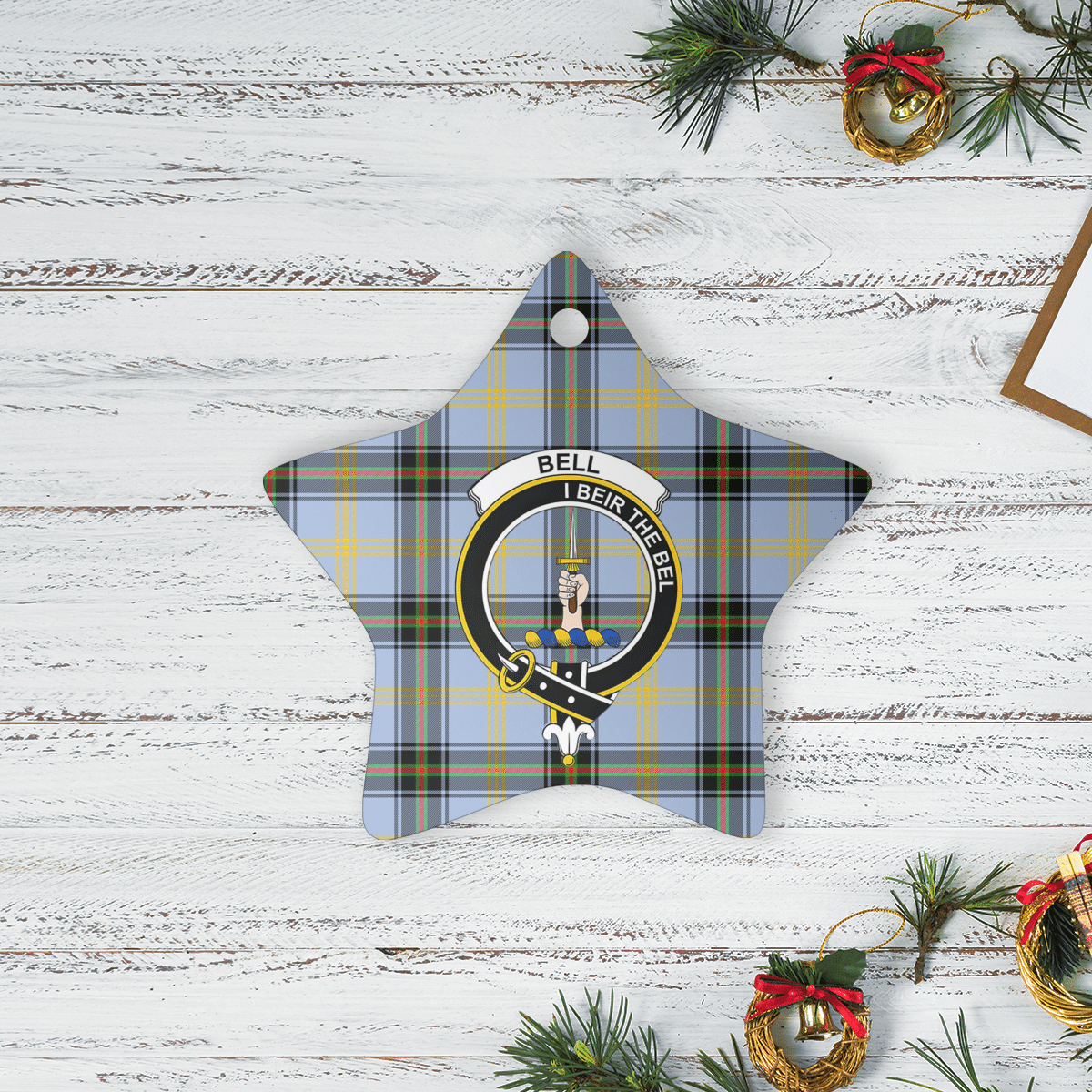 Clan Bell of the Borders Tartan Crest Star Ceramic Ornament DZ14 Bell of the Borders Tartan Tartan Christmas   