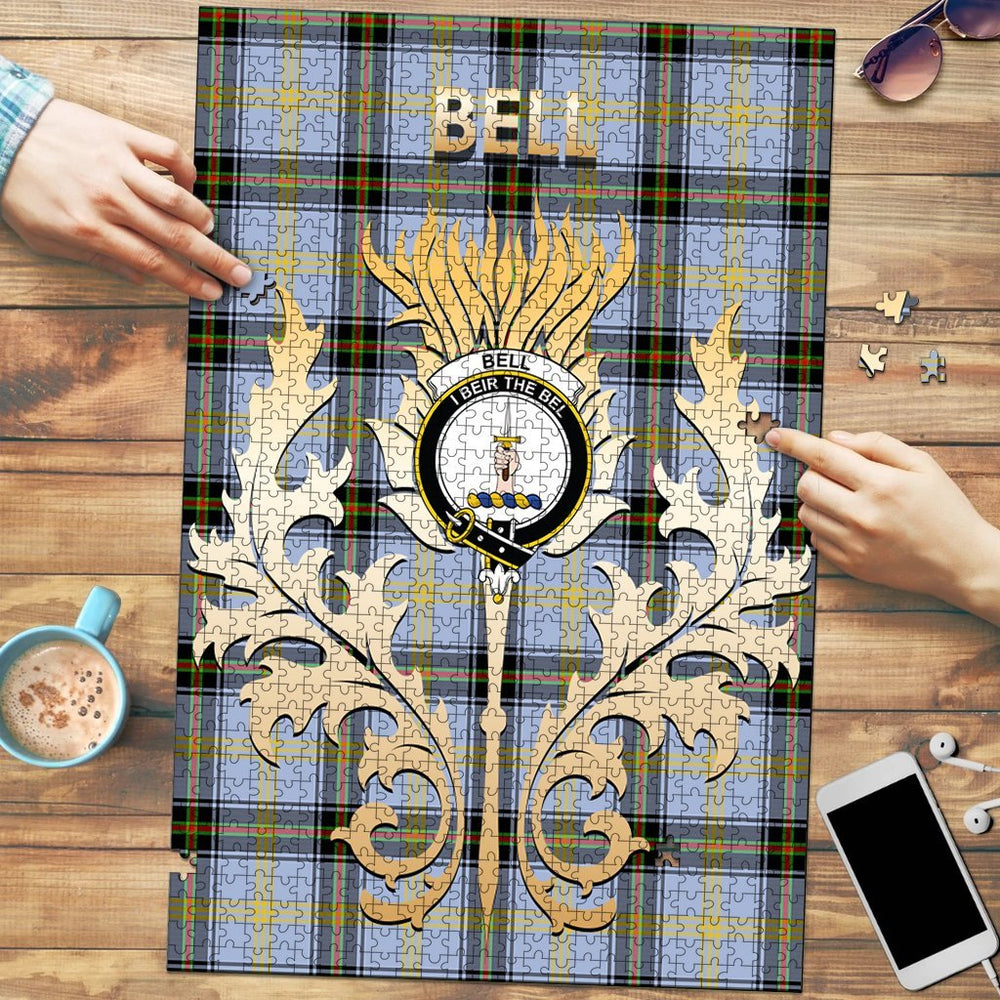 Clan Bell of the Borders Tartan Crest Thistle Jigsaw Puzzles Gift For Family QR18 Clan Bell Tartan Today   