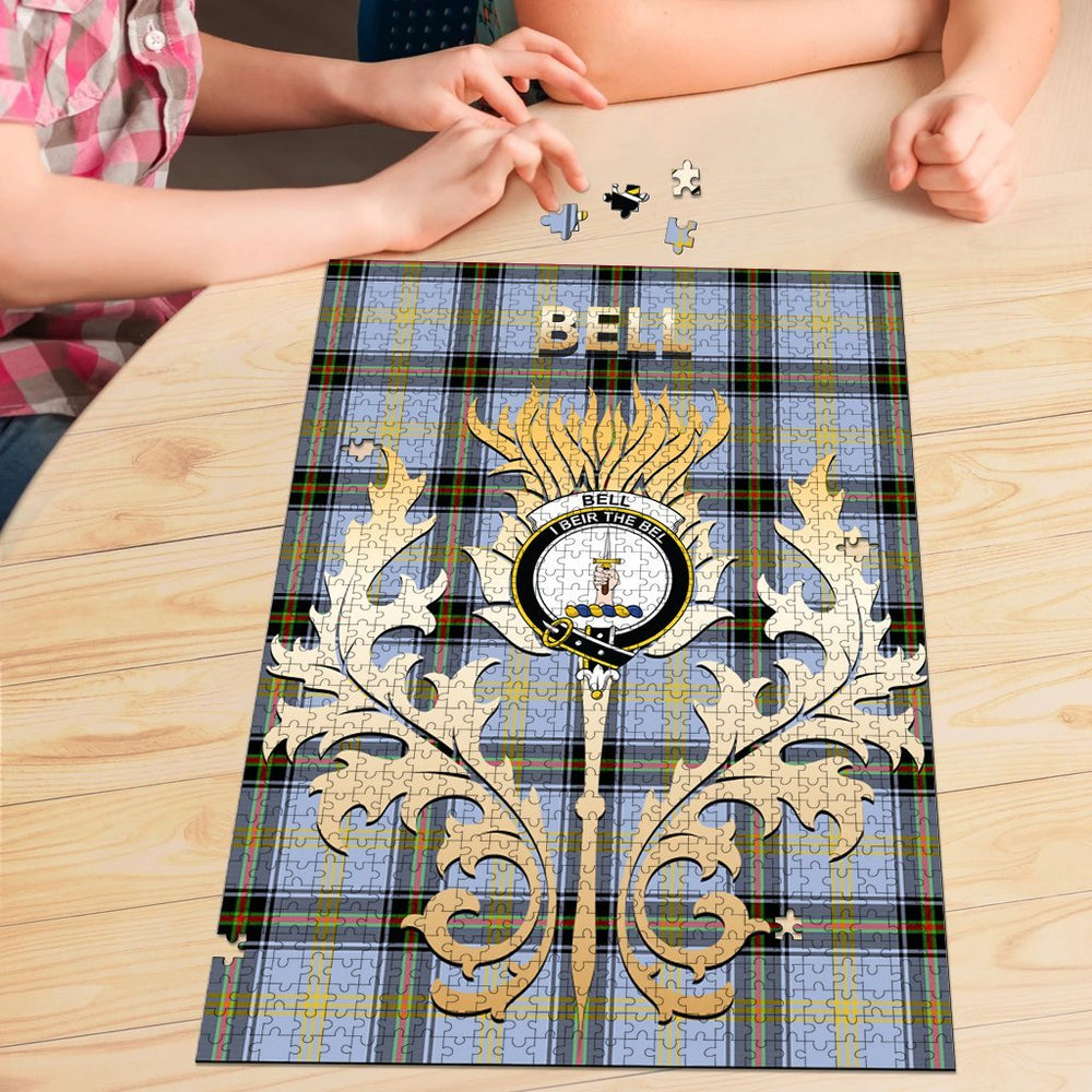 Clan Bell of the Borders Tartan Crest Thistle Jigsaw Puzzles Gift For Family QR18 Clan Bell Tartan Today   