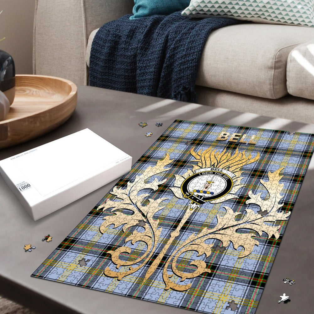 Clan Bell of the Borders Tartan Crest Thistle Jigsaw Puzzles Gift For Family QR18 Clan Bell Tartan Today   