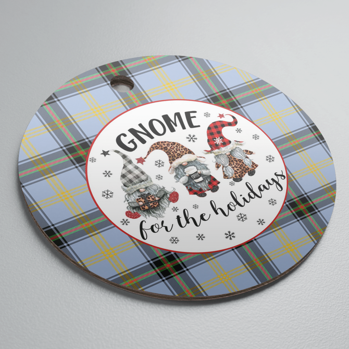 Clan Bell of the Borders Tartan Gnome Round Ceramic Ornament MA74 Bell of the Borders Tartan Tartan Christmas   
