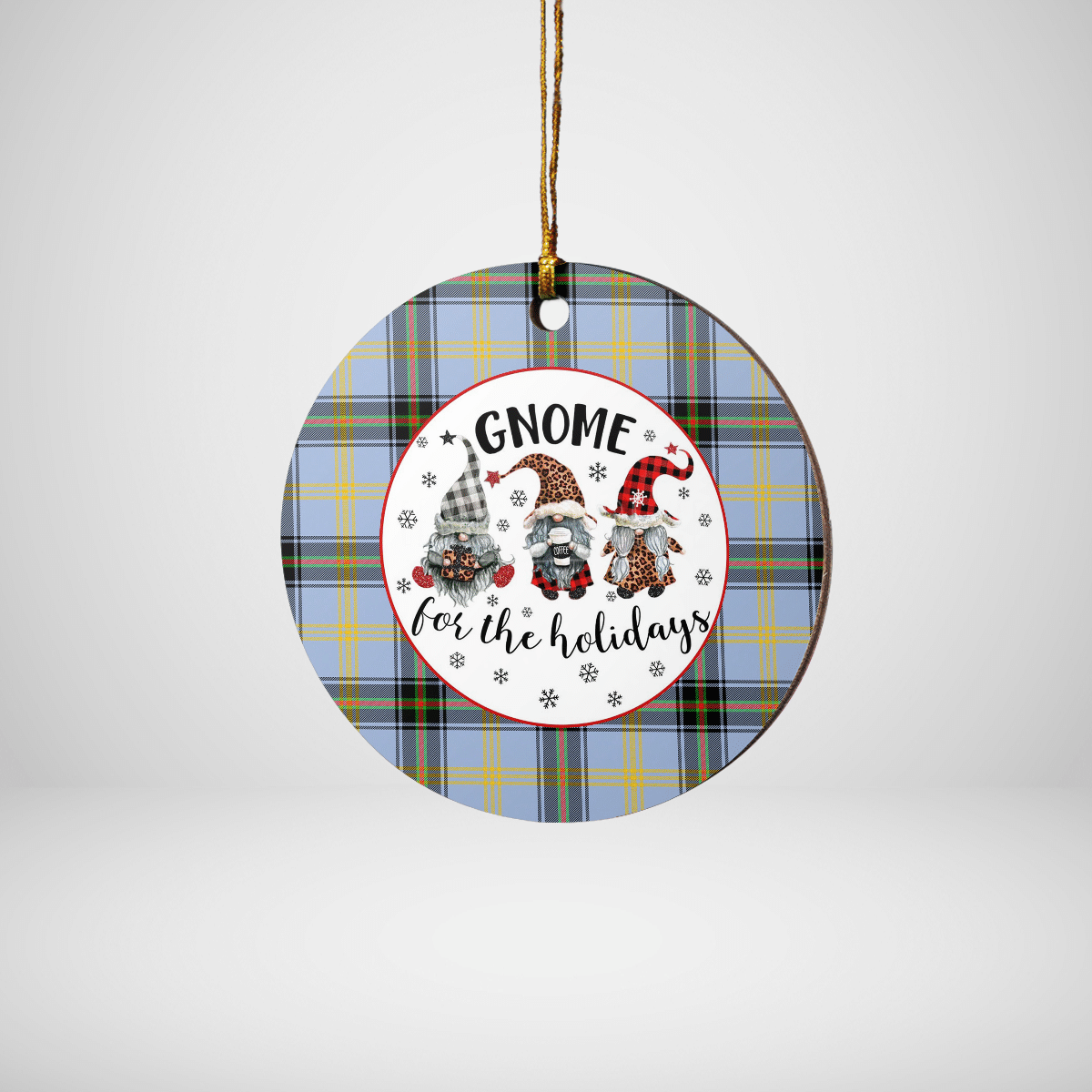 Clan Bell of the Borders Tartan Gnome Round Ceramic Ornament MA74 Bell of the Borders Tartan Tartan Christmas   