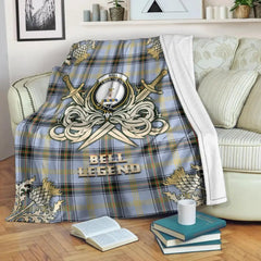 Clan Bell of the Borders Tartan Gold Courage Symbol Blanket QF23 Clan Bell Tartan Today   