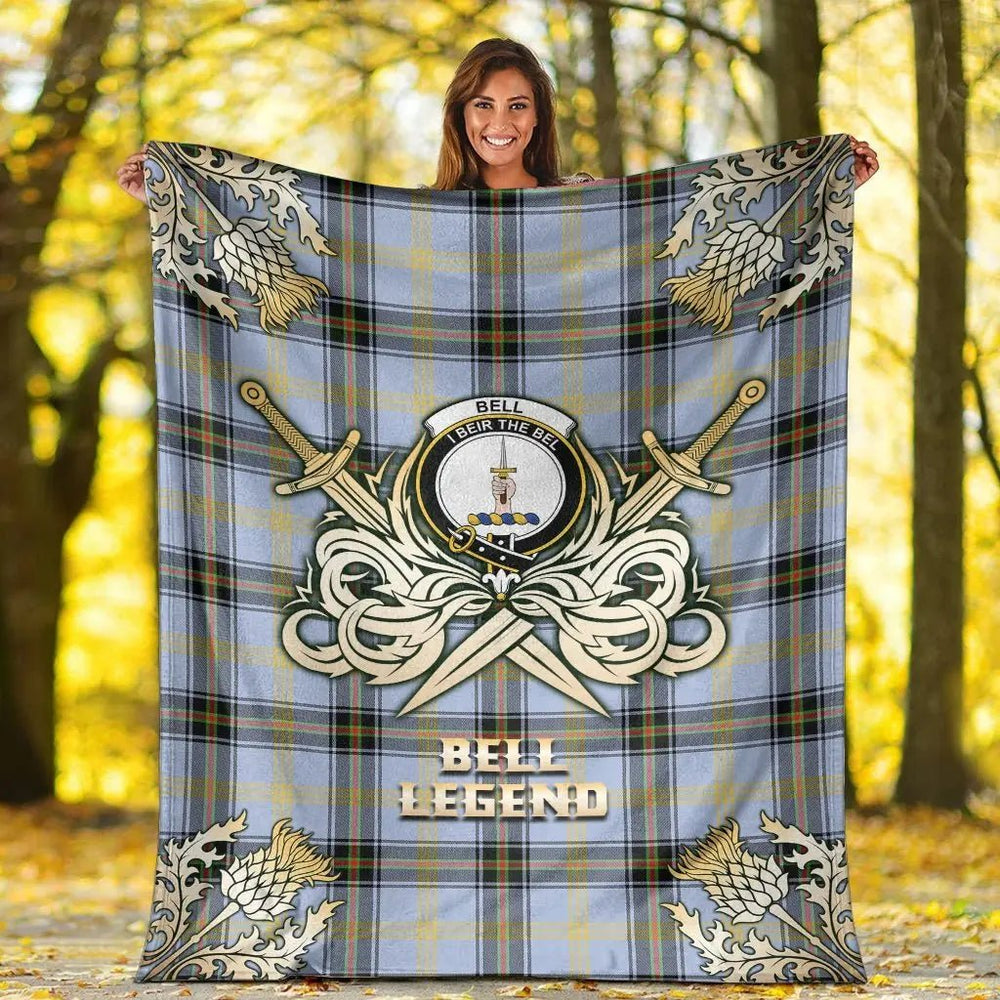 Clan Bell of the Borders Tartan Gold Courage Symbol Blanket QF23 Clan Bell Tartan Today   
