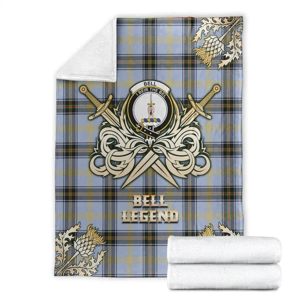 Clan Bell of the Borders Tartan Gold Courage Symbol Blanket QF23 Clan Bell Tartan Today   