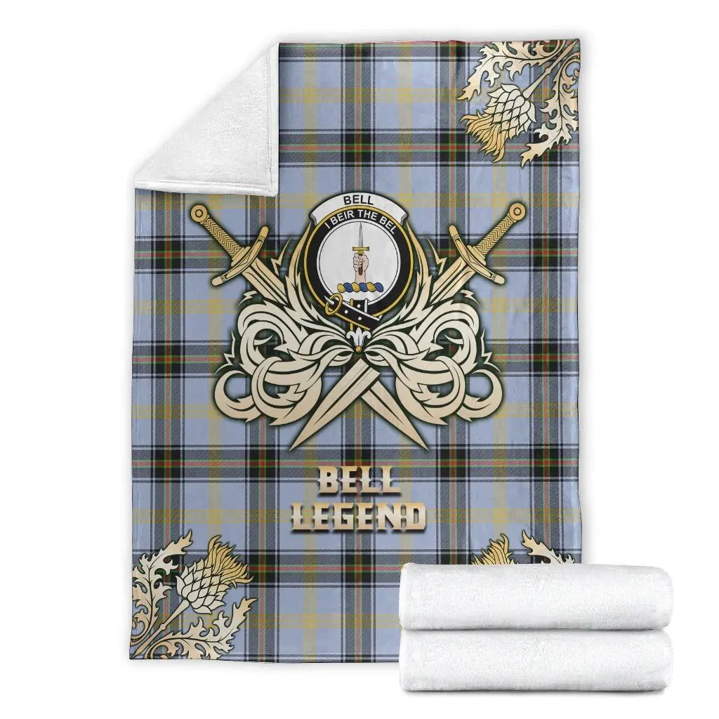 Clan Bell of the Borders Tartan Gold Courage Symbol Blanket QF23 Clan Bell Tartan Today   