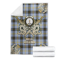 Clan Bell of the Borders Tartan Gold Courage Symbol Blanket QF23 Clan Bell Tartan Today   