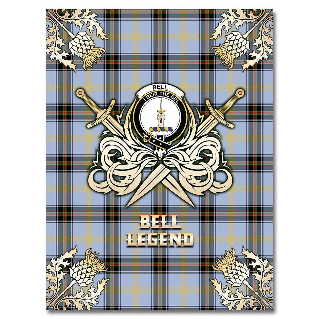 Clan Bell of the Borders Tartan Gold Courage Symbol Blanket QF23 Clan Bell Tartan Today   