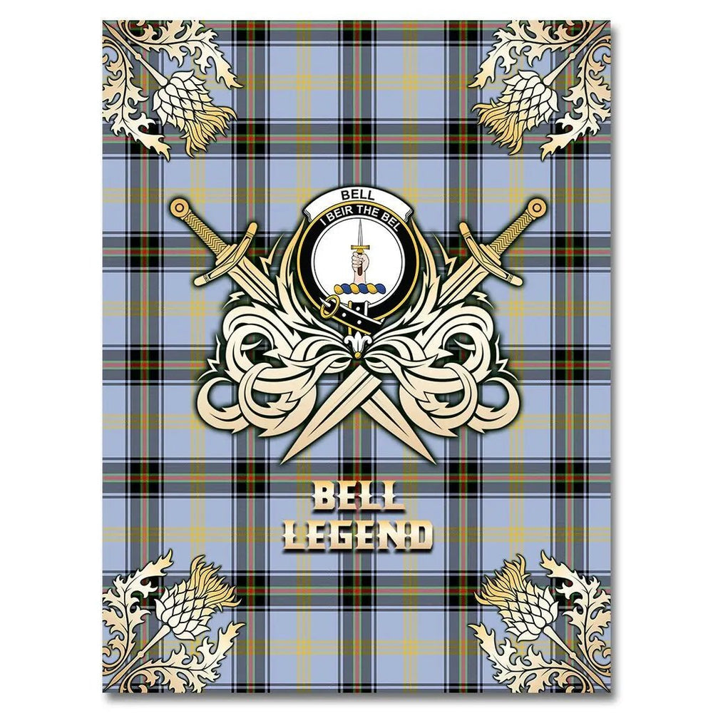 Clan Bell of the Borders Tartan Gold Courage Symbol Blanket QF23 Clan Bell Tartan Today   