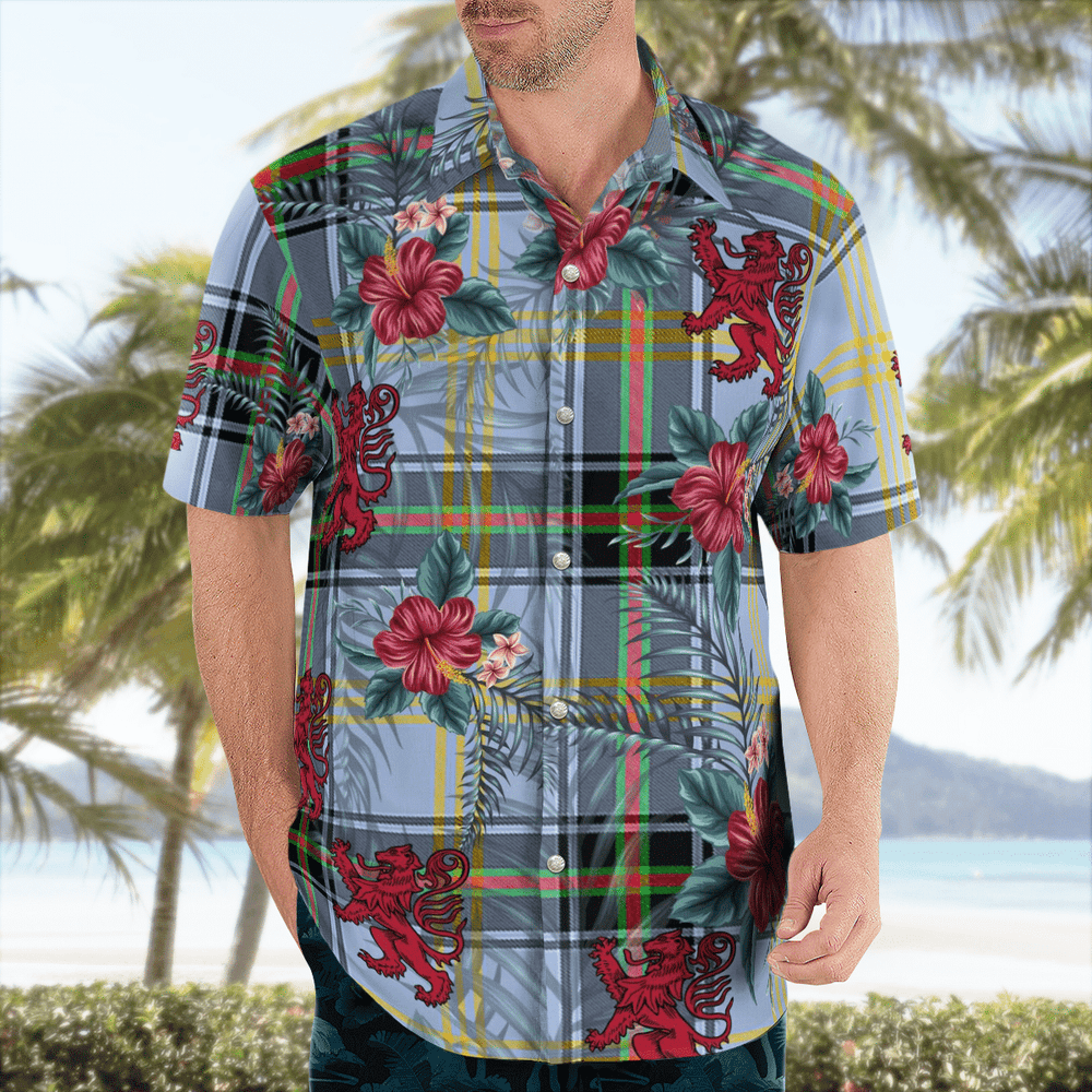 Clan Bell of the Borders Tartan Scottish Lion Hawaiian Shirt TD54 Bell of the Borders Tartan Tartan Hawaii Shirt   