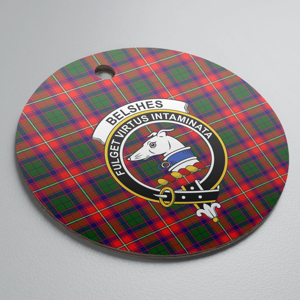 Clan Belshe Tartan Crest Round Ceramic Ornament PP43 Belshe Tartan Tartan Christmas   