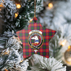 Clan Belshe Tartan Crest Star Ceramic Ornament EM87 Belshe Tartan Tartan Christmas   