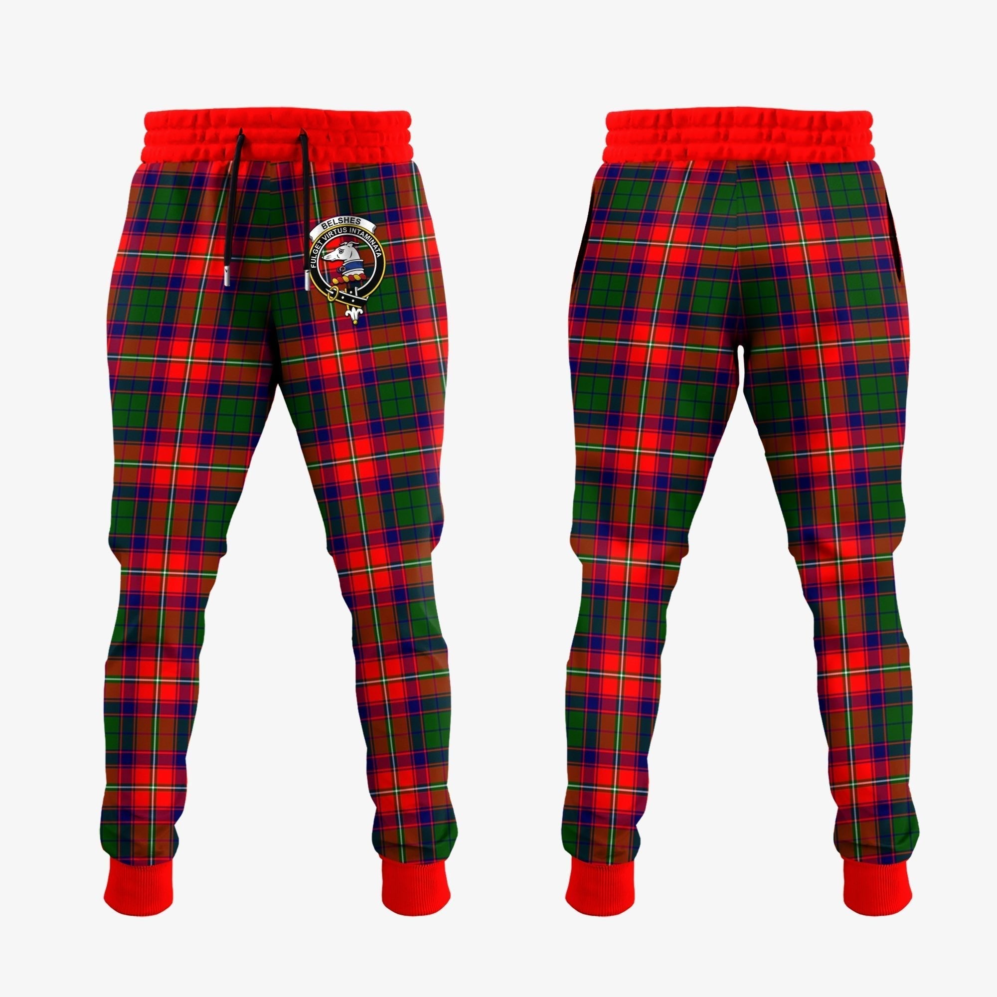 Clan Belshes Tartan Crest Jogger Sweatpants PJ22 Clan Belshes Tartan Today   