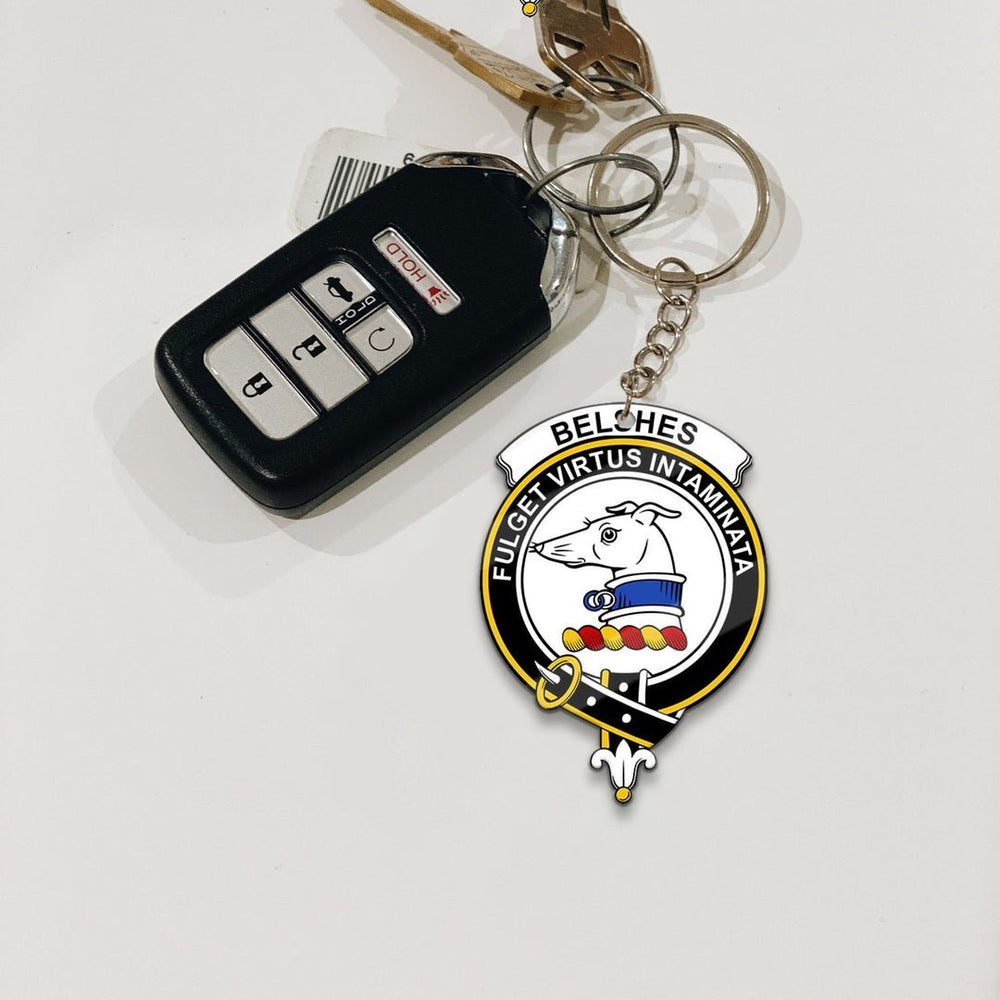 Clan Belshes Tartan Crest Keychain HT12 Clan Belshes Tartan Today   