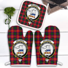 Clan Belshes Tartan Crest Oven Mitt And Pot Holder (2 Oven Mitts + 1 Pot Holder) EO58 Clan Belshes Tartan Today   